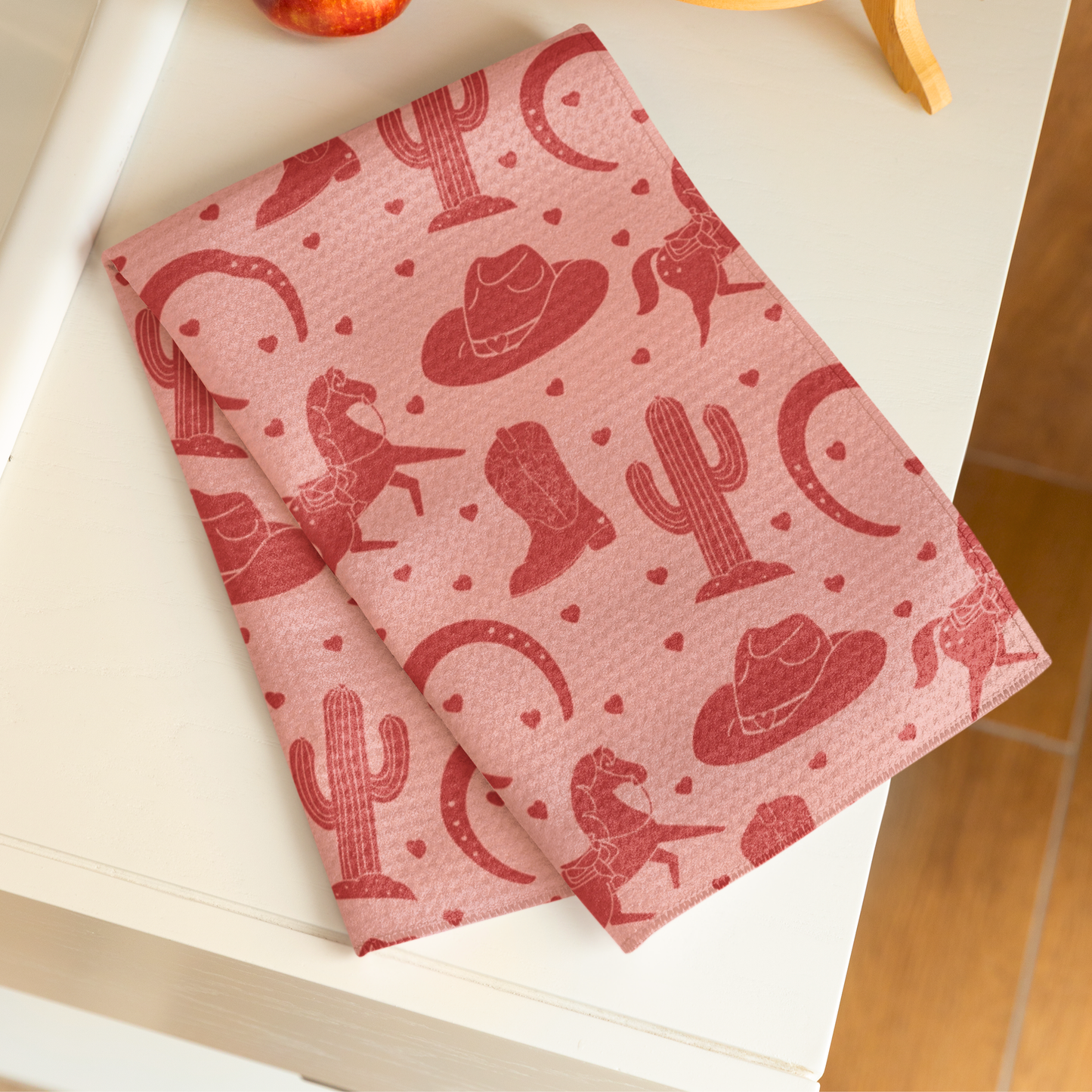 Red Western Valentine Pink Microfiber Tea Towel