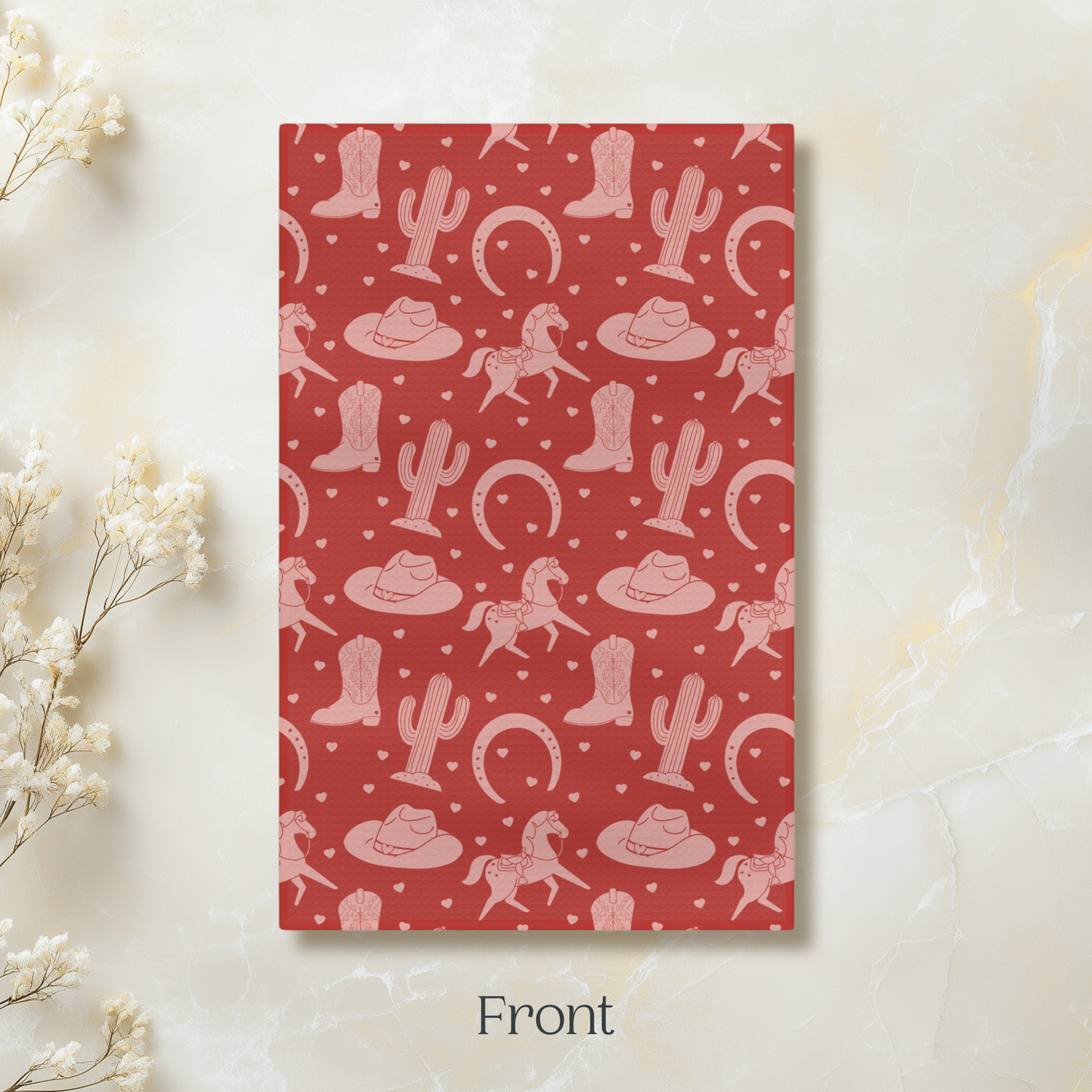 Pink Western Valentine Red Microfiber Tea Towel