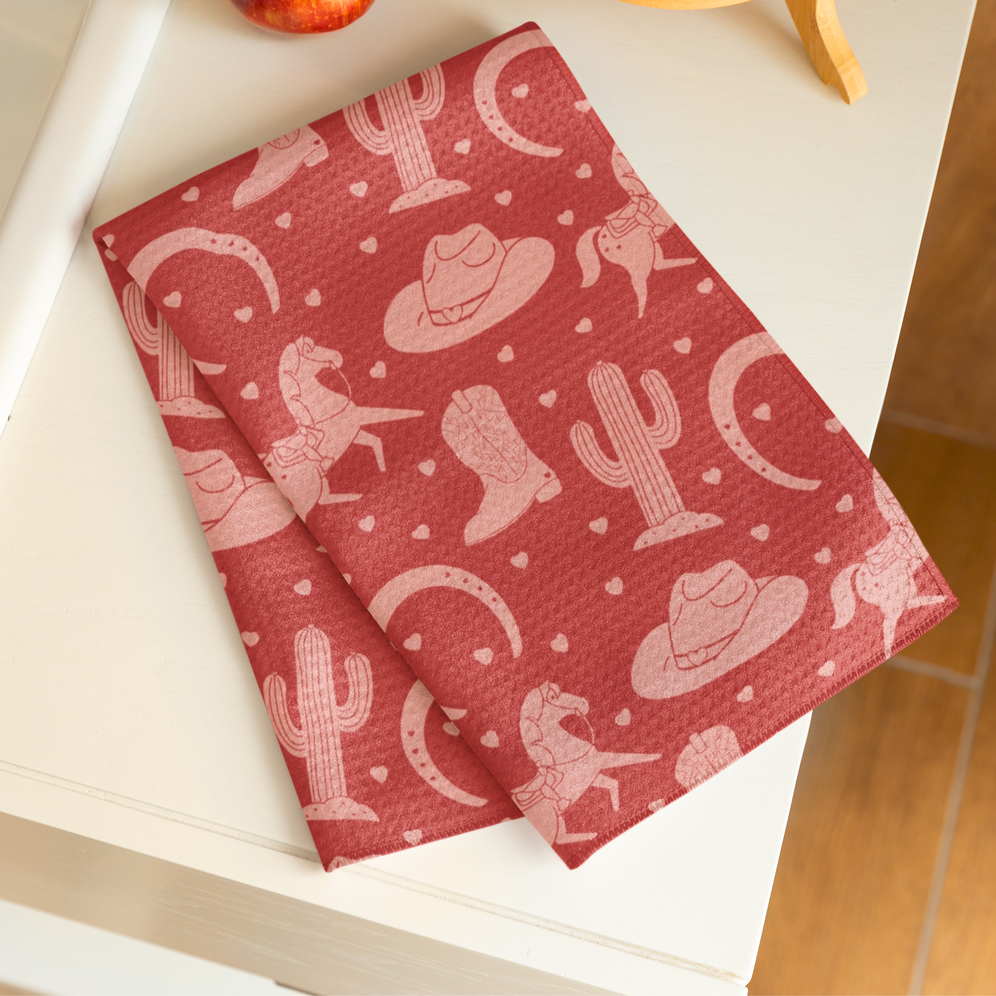 Pink Western Valentine Red Microfiber Tea Towel