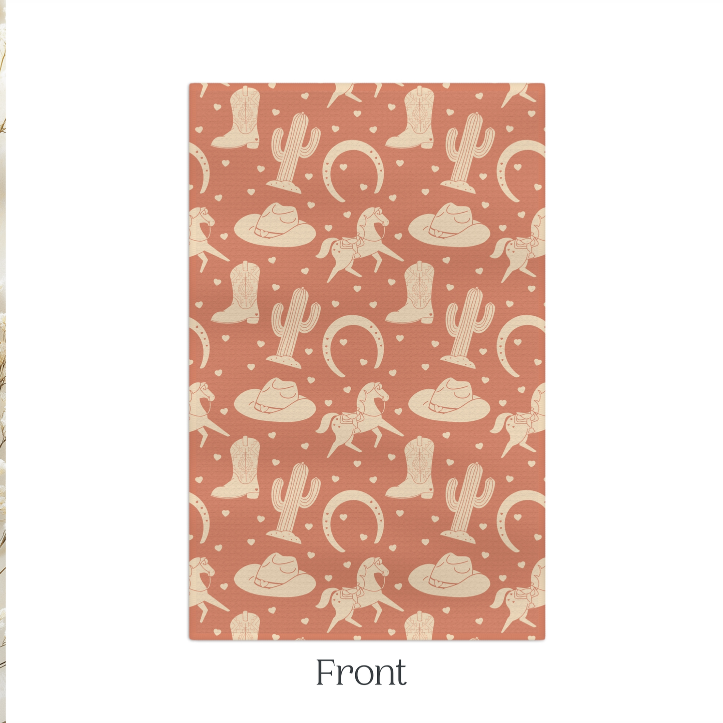 Apricot Western Valentine Terracotta Microfiber Tea Towel