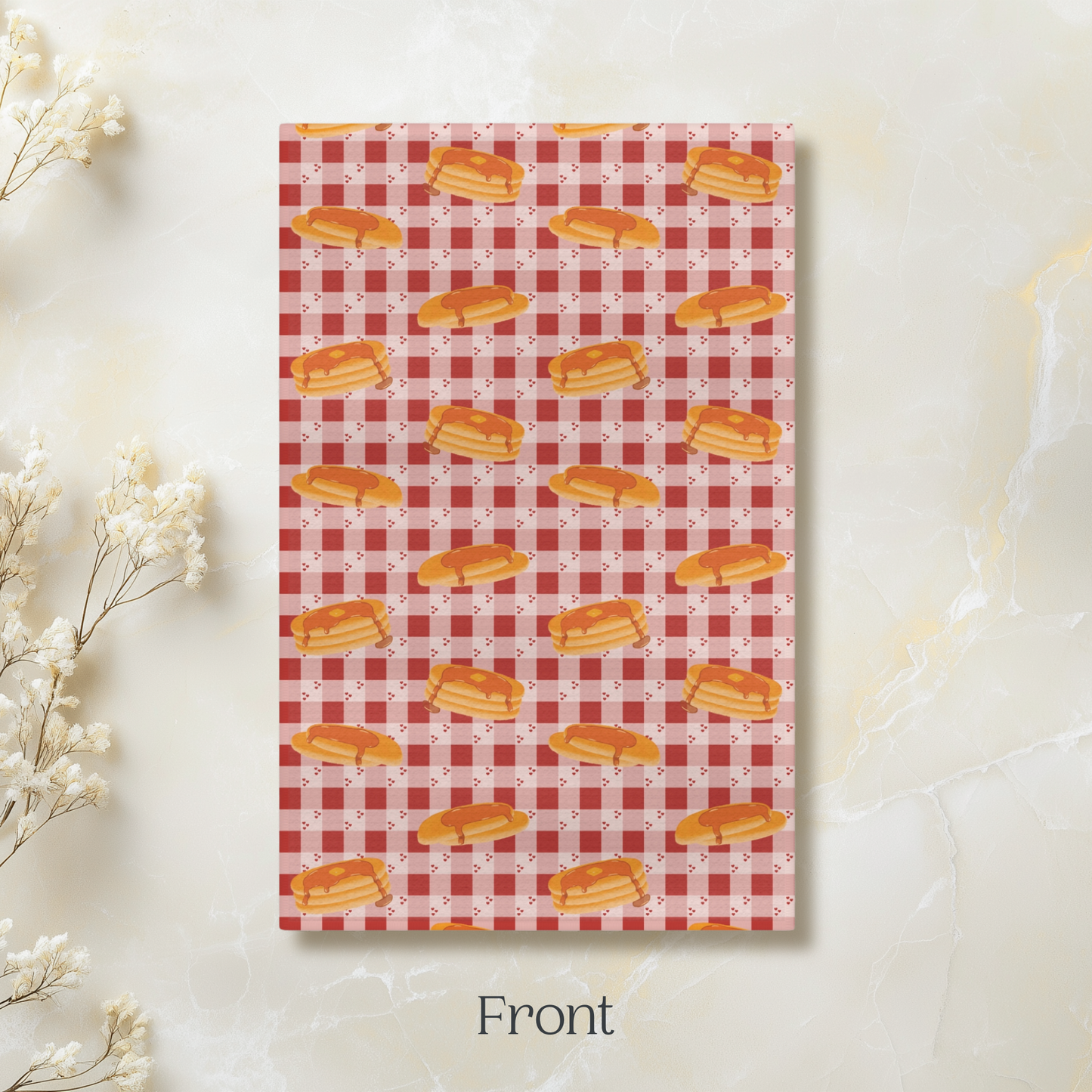 Pancakes on Red Heart Gingham Microfiber Tea Towel