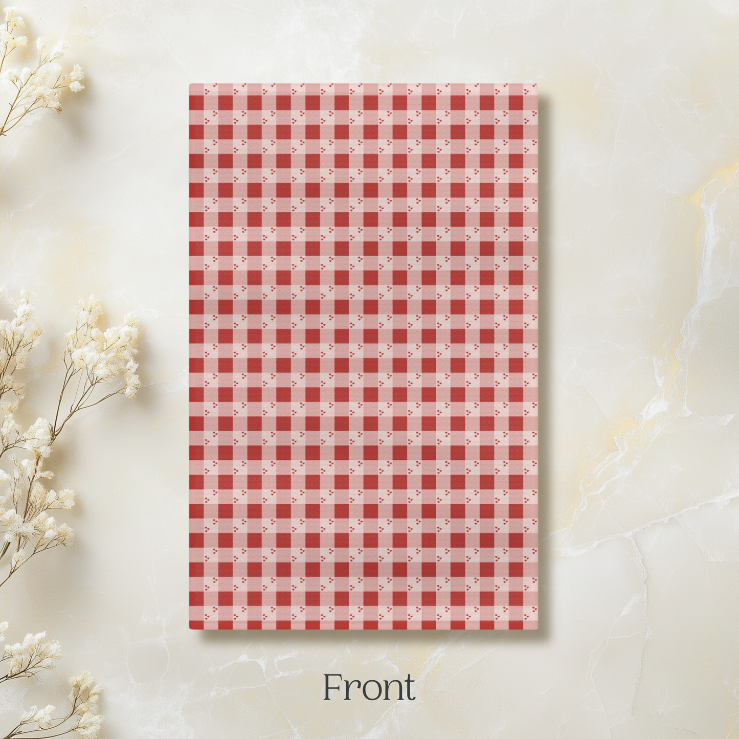 Red Heart Gingham Microfiber Tea Towel