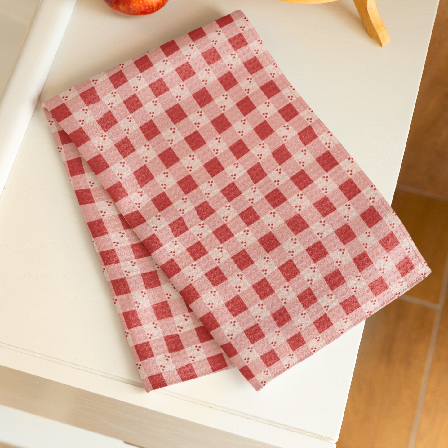 Red Heart Gingham Microfiber Tea Towel