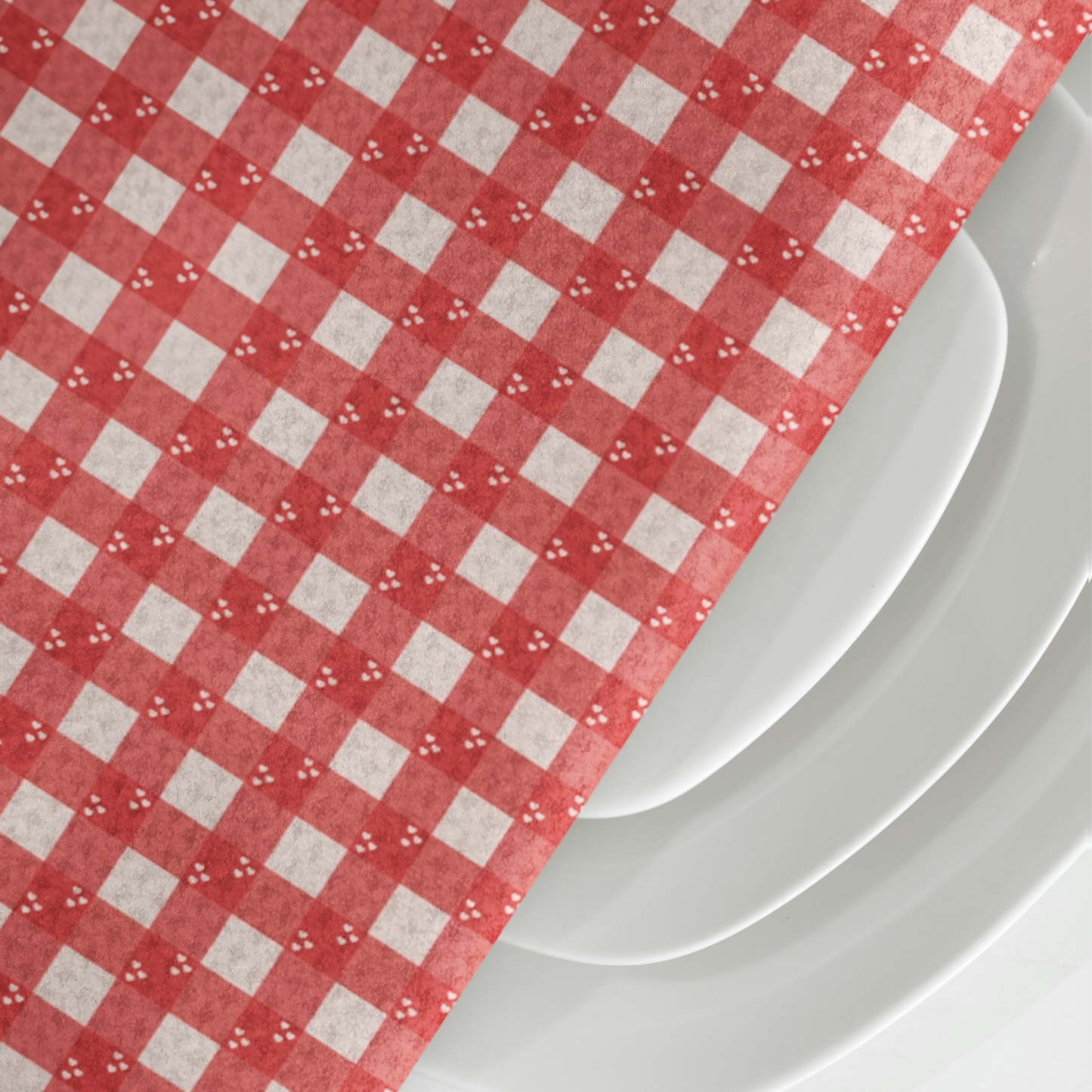 White Heart Gingham Microfiber Tea Towel