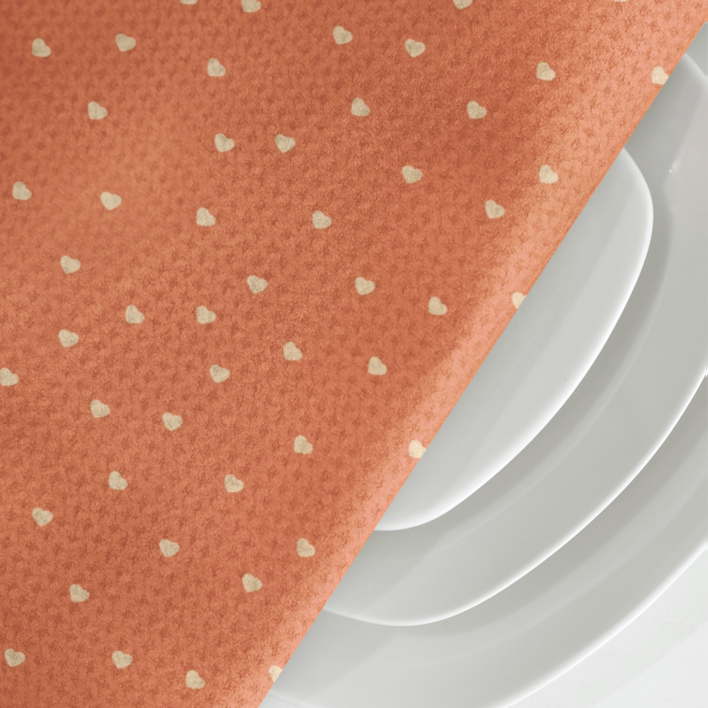 Apricot Petite Hearts Terracotta Microfiber Tea Towel