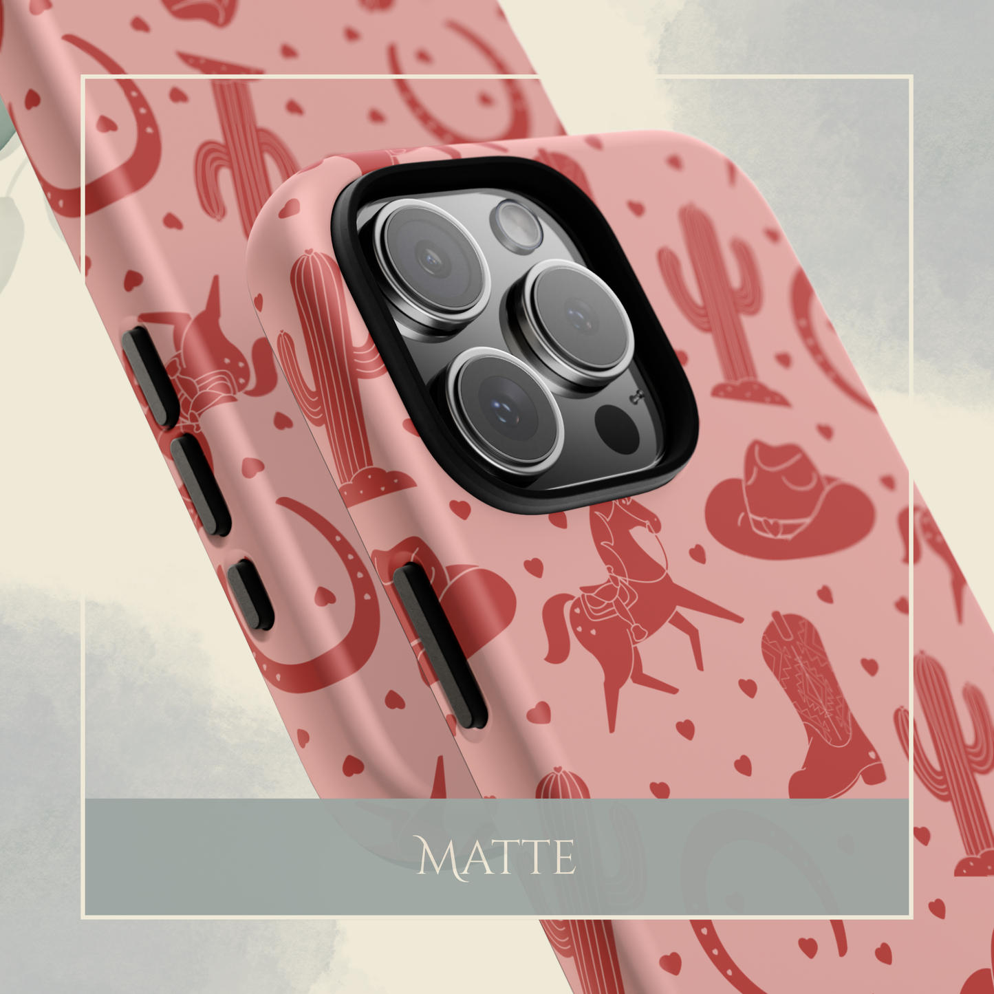Red Western Valentine on Pink iPhone & Samsung Galaxy Phone Case