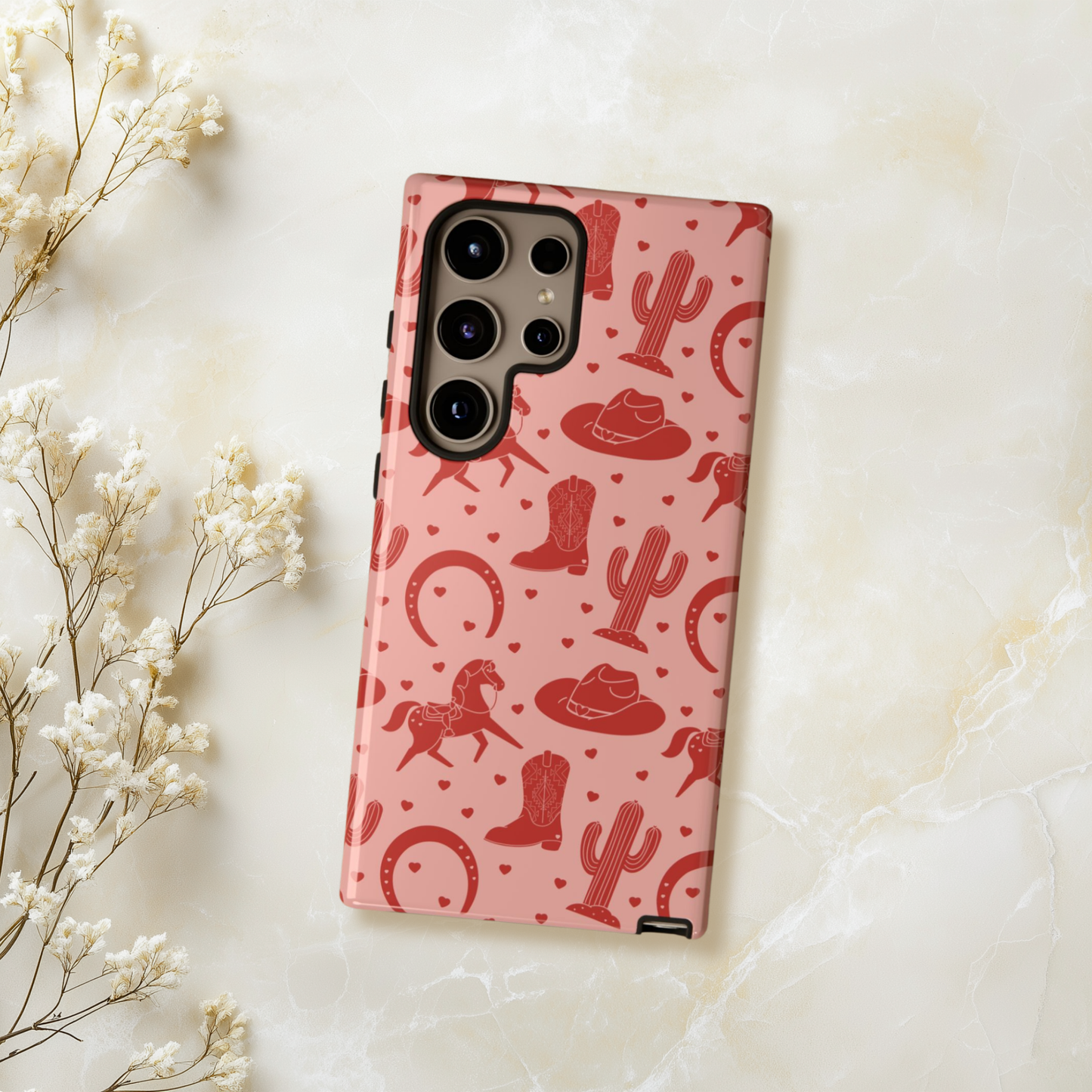 Red Western Valentine on Pink iPhone & Samsung Galaxy Phone Case