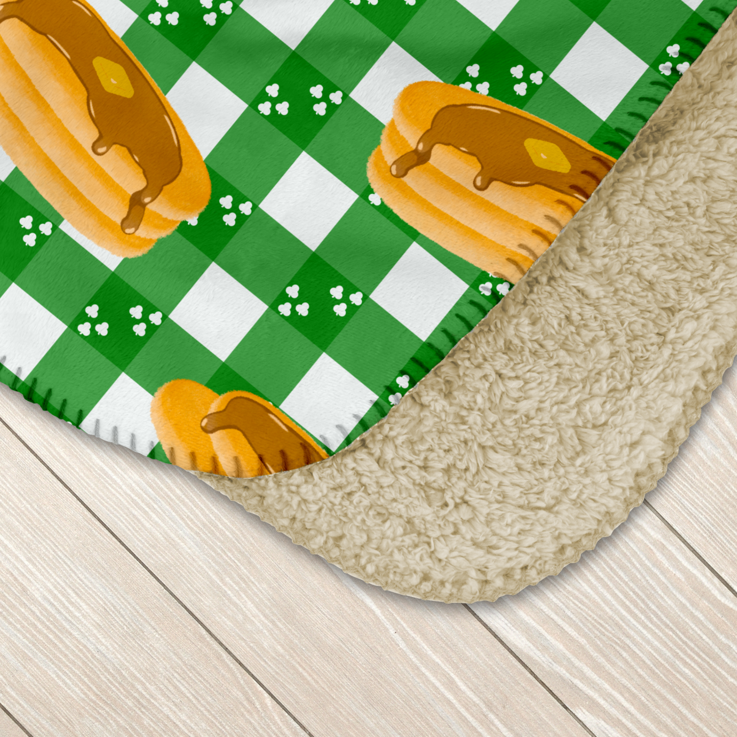 Pancakes on Shamrock Gingham Sherpa Blanket
