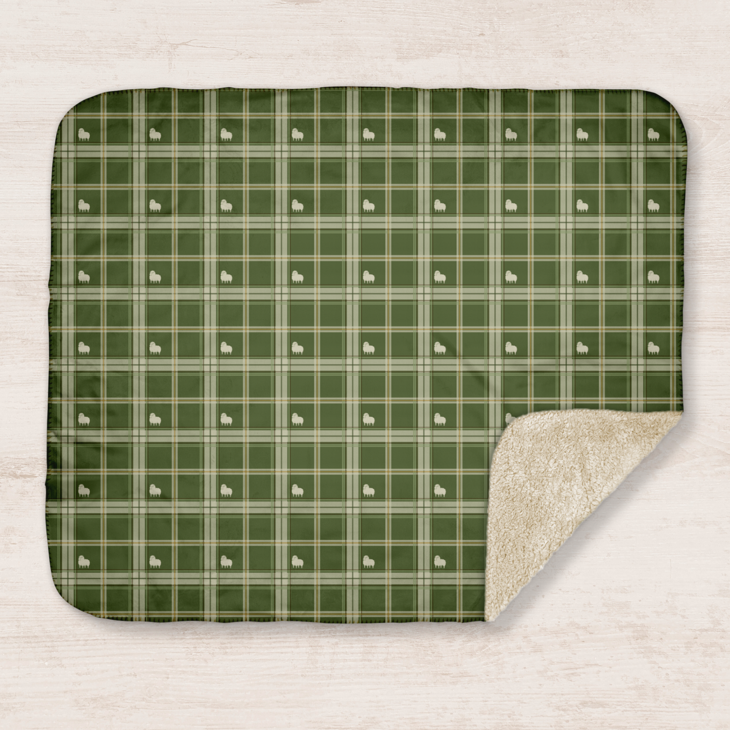 Galway Sheep Irish Tartan Sherpa Blanket