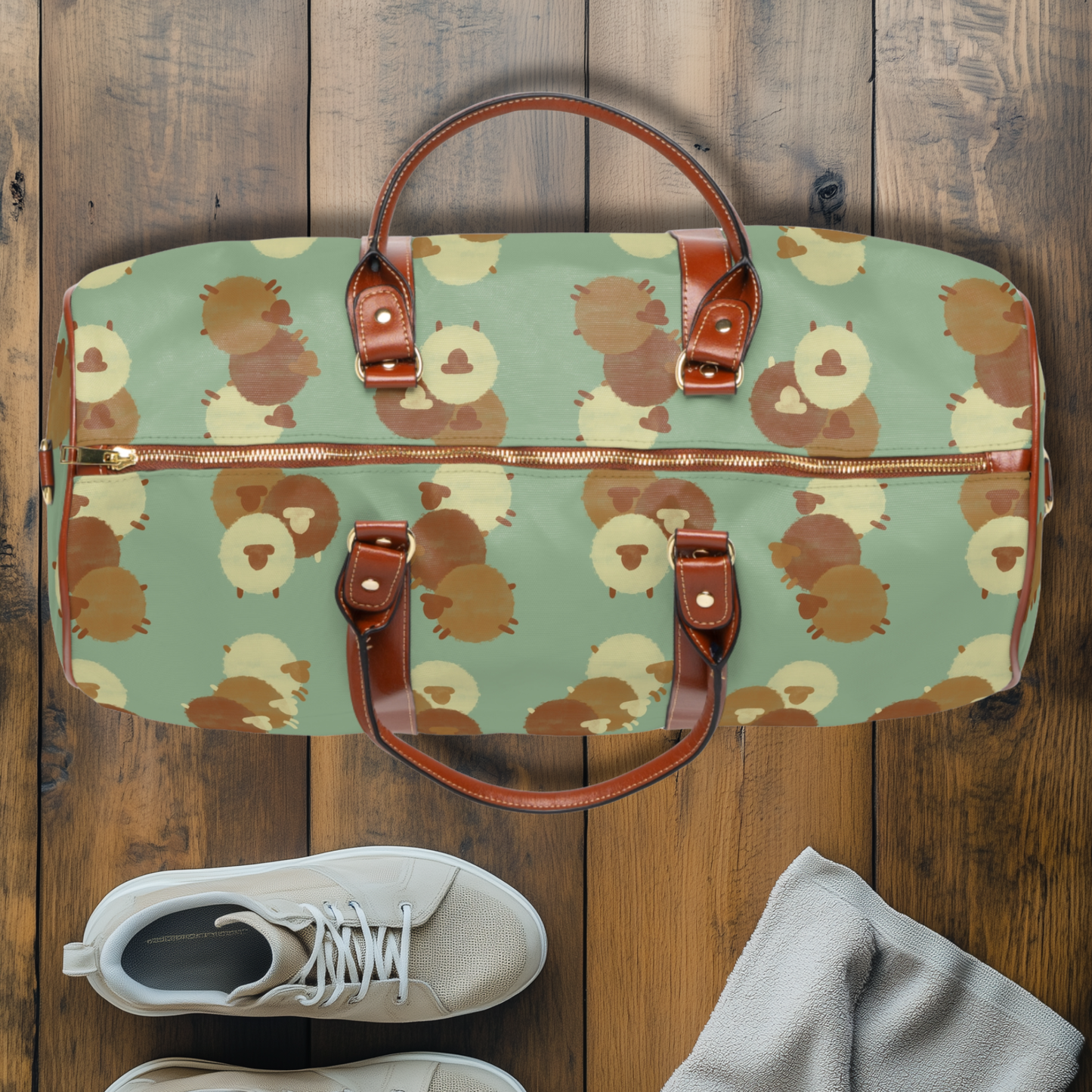 Chocolate Sheep Pattern Waterproof Travel Bag