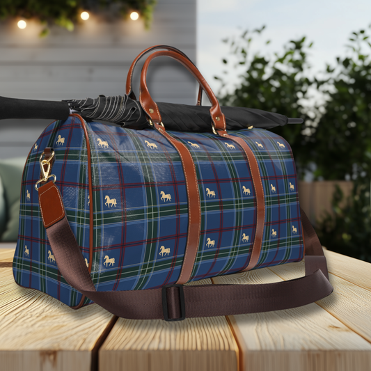 Equestrian Navy Tartan Waterproof Travel Bag