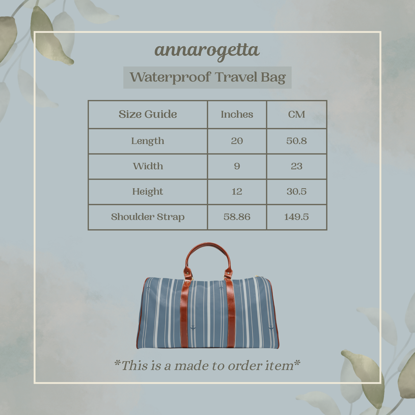 Blue Stripes with Tiny Airplanes Waterproof Travel Bag