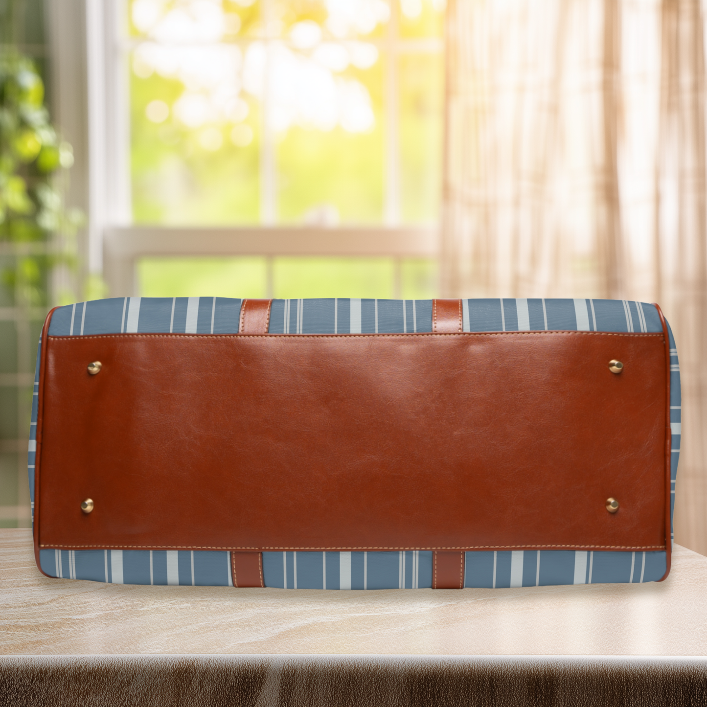 Blue Stripes with Tiny Airplanes Waterproof Travel Bag