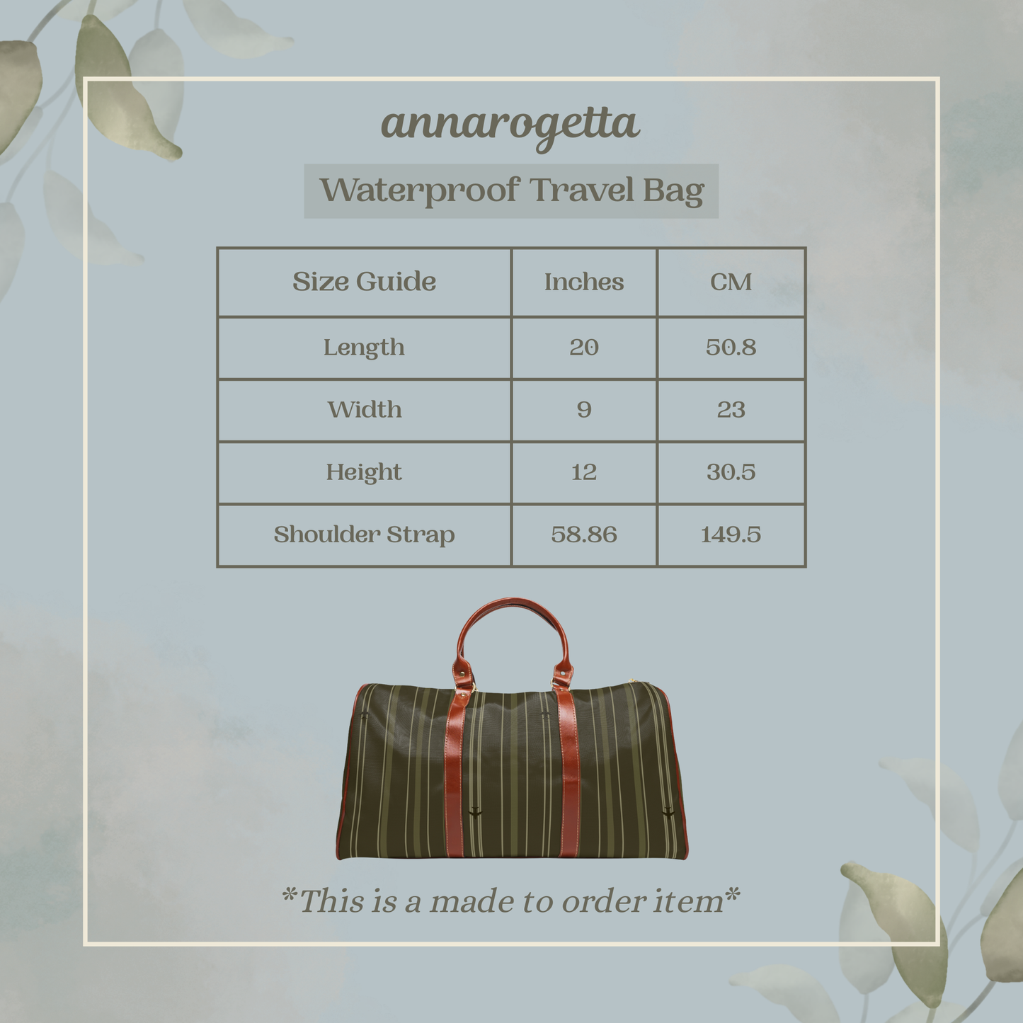 Dark Olive Stripes with Tiny Airplanes Waterproof Travel Bag