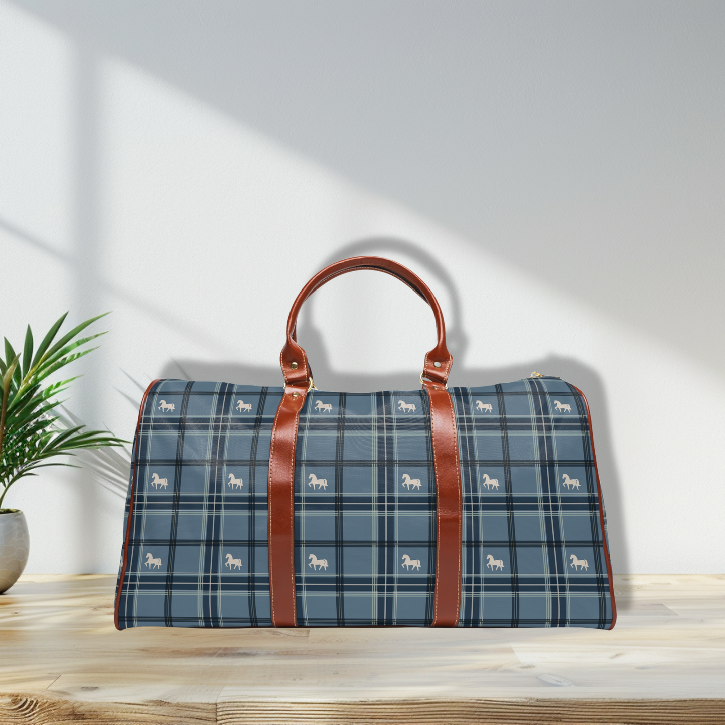 Equestrian Colonial Blue Tartan Waterproof Travel Bag