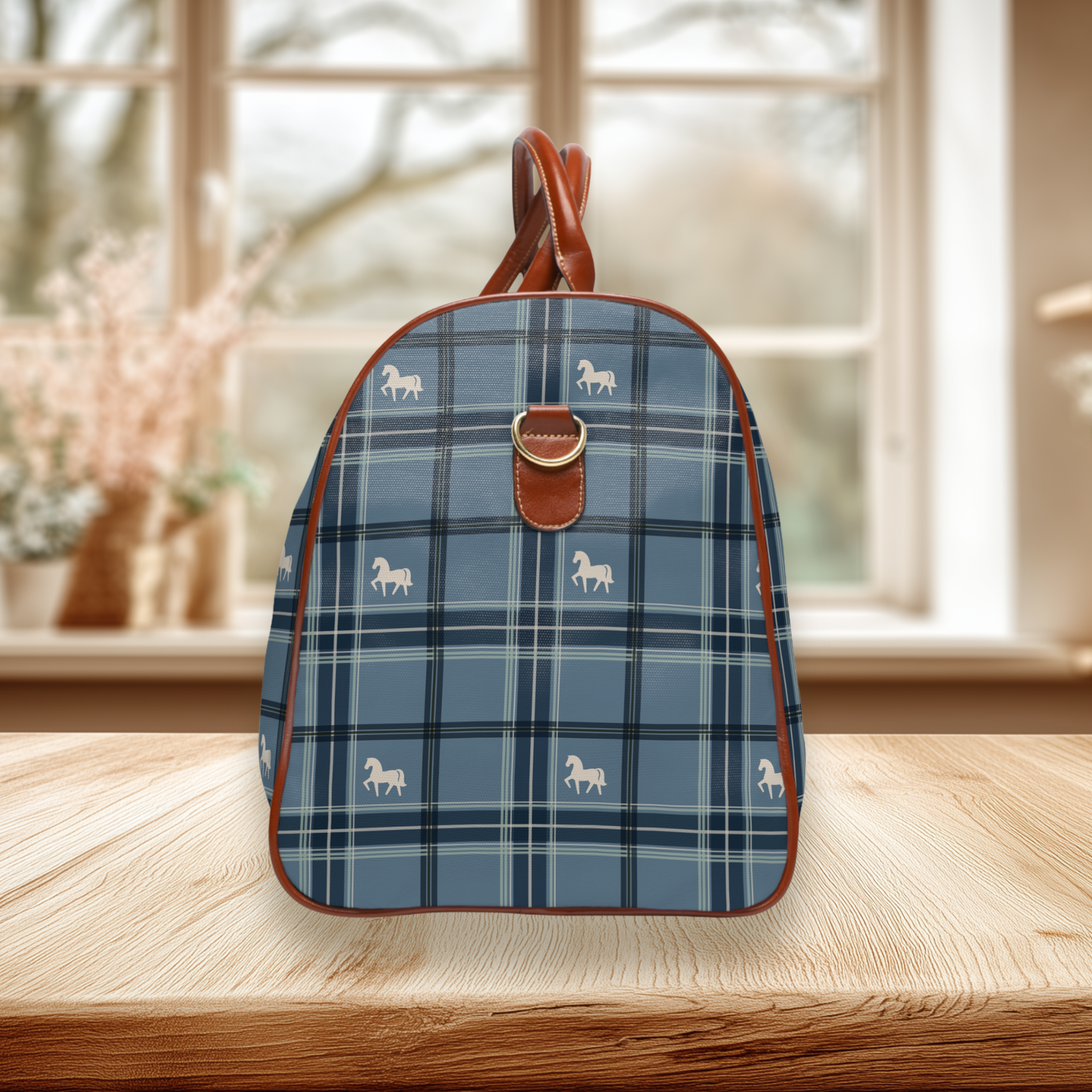 Equestrian Colonial Blue Tartan Waterproof Travel Bag