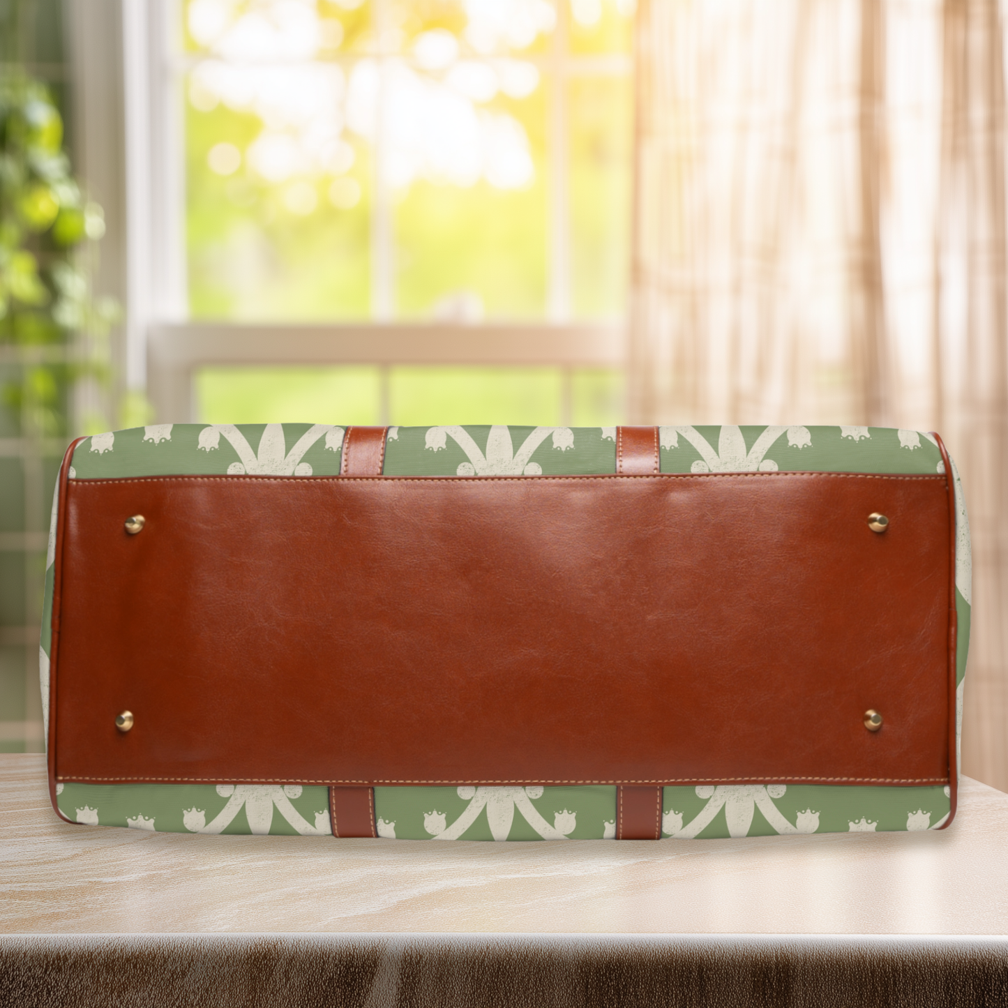 Lily of the Valley Green Waterproof Travel Bag