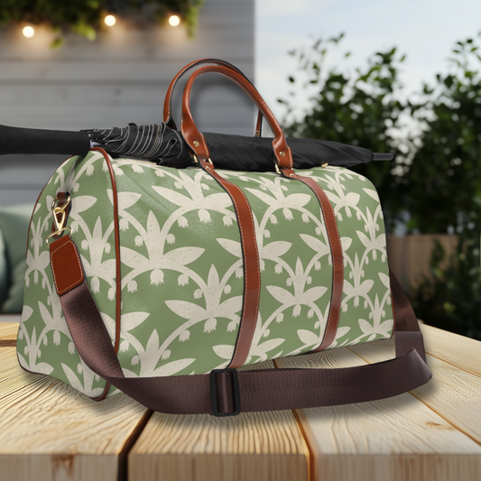Lily of the Valley Green Waterproof Travel Bag