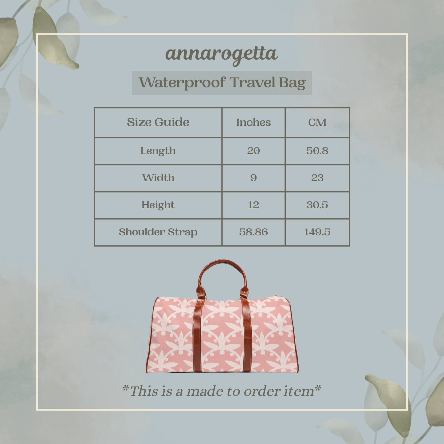 Lily of the Valley Pink Waterproof Travel Bag