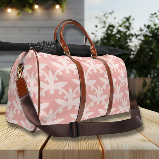 Lily of the Valley Pink Waterproof Travel Bag