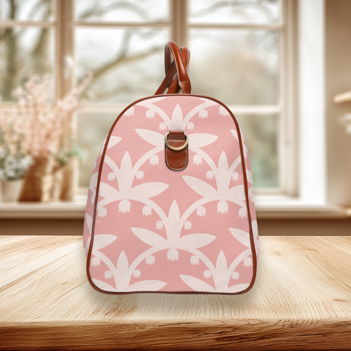Lily of the Valley Pink Waterproof Travel Bag