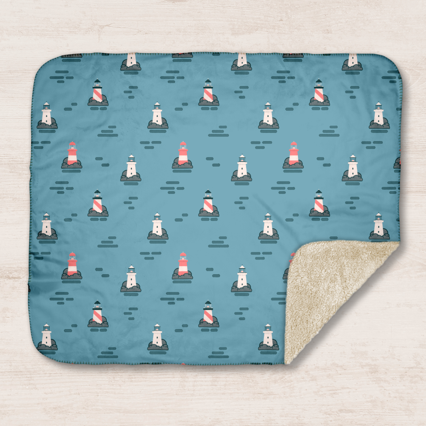Lighthouse Sherpa Blanket