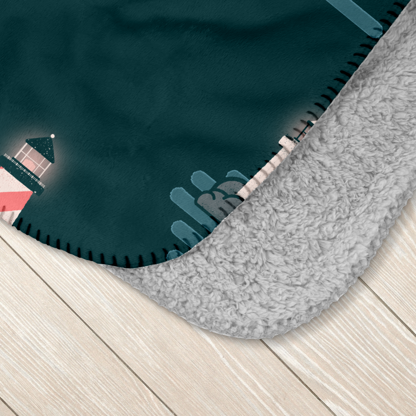 Lighthouse at Night Sherpa Blanket
