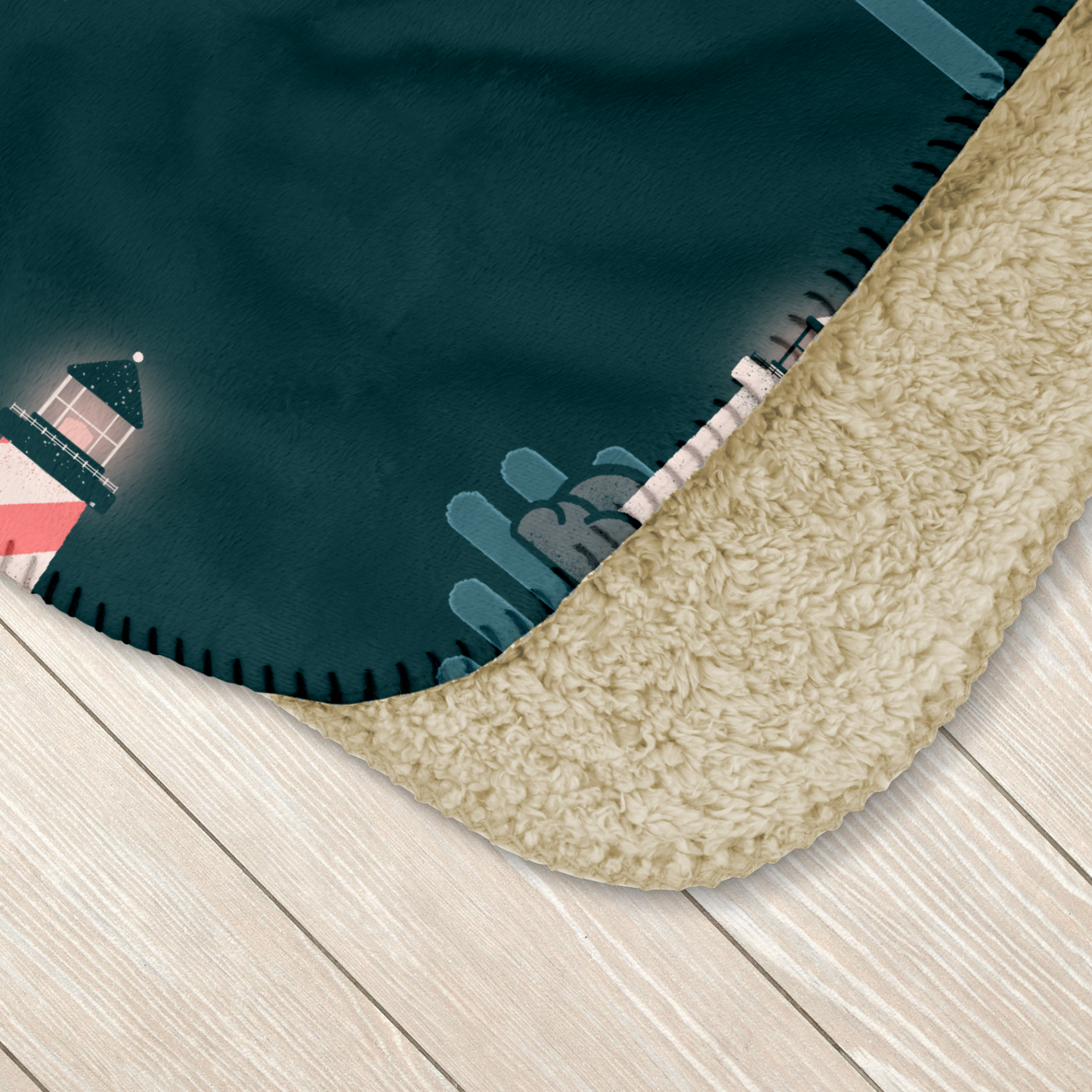 Lighthouse at Night Sherpa Blanket