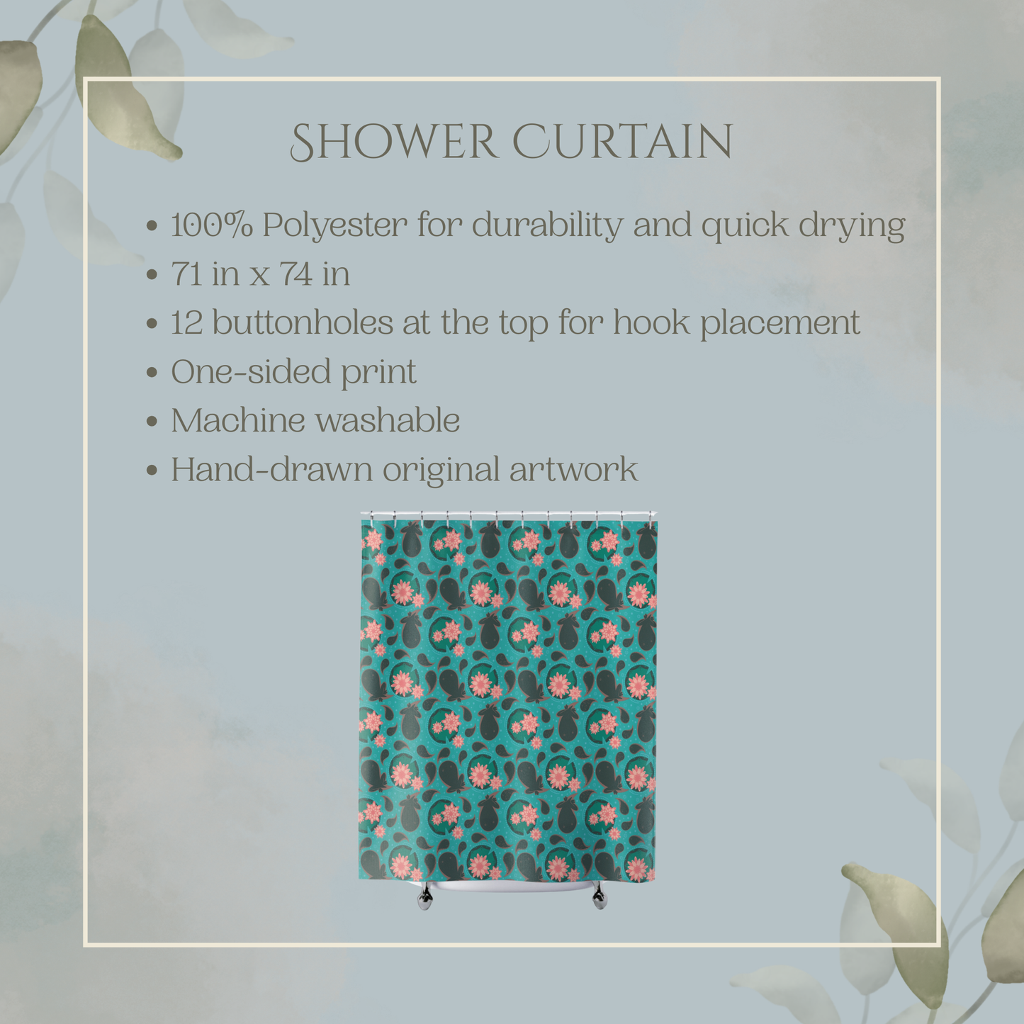 Tadpole Paisley Shower Curtain