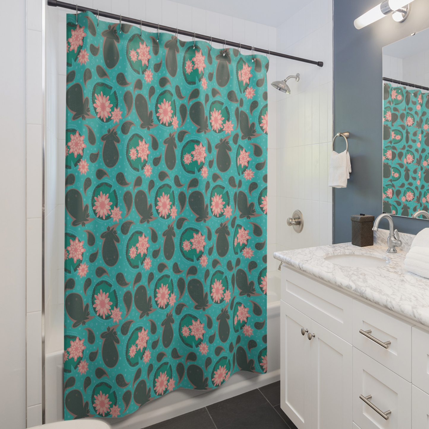Tadpole Paisley Shower Curtain