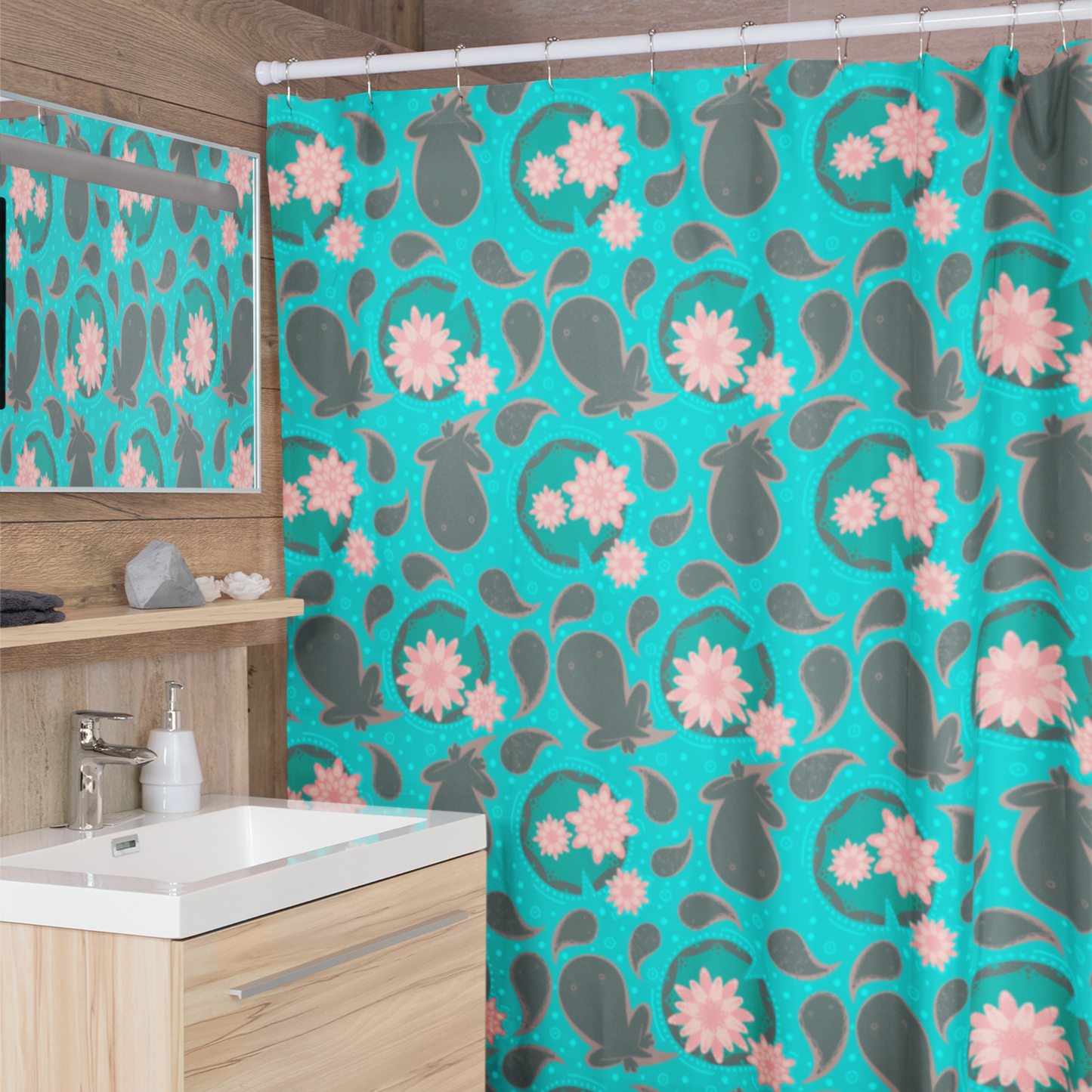 Tadpole Paisley Shower Curtain