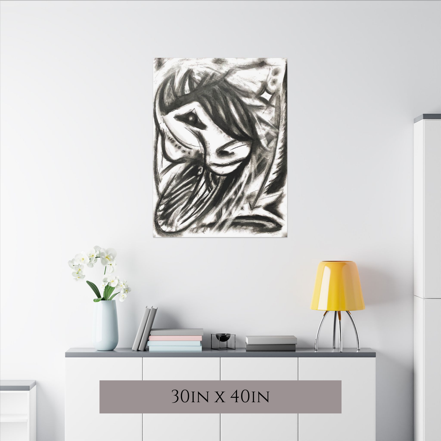 Abstract Charcoal Horse Canvas Print