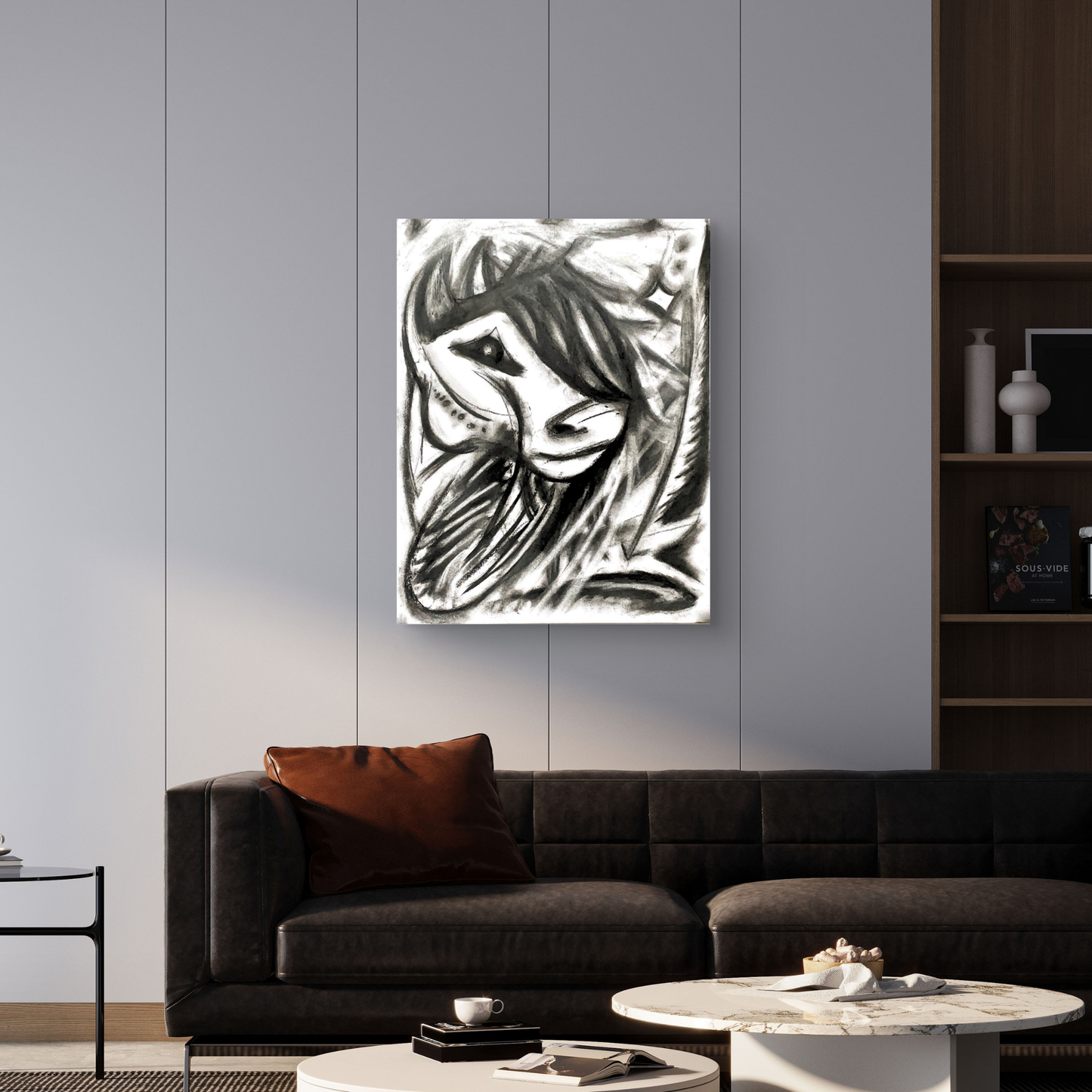 Abstract Charcoal Horse Canvas Print