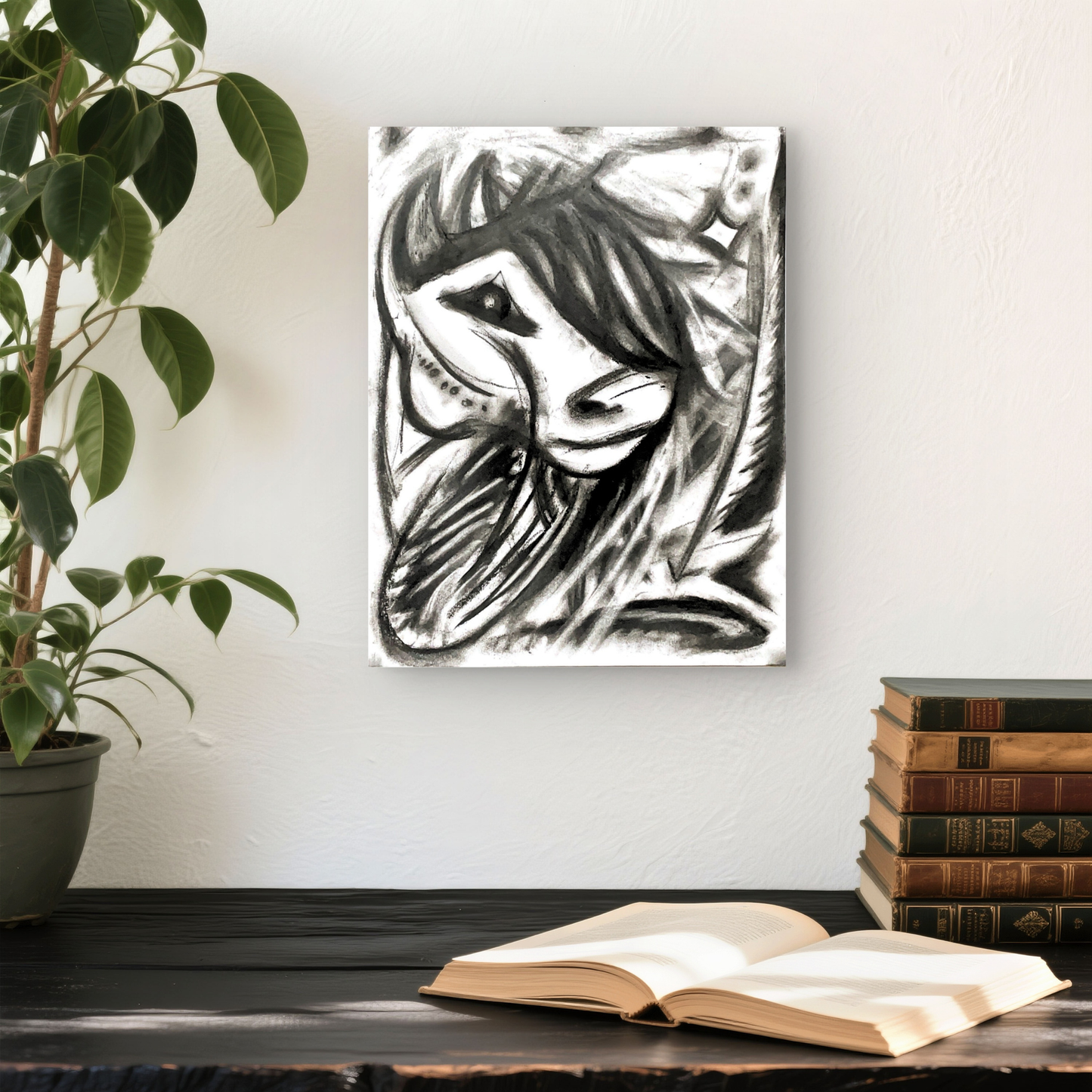 Abstract Charcoal Horse Canvas Print