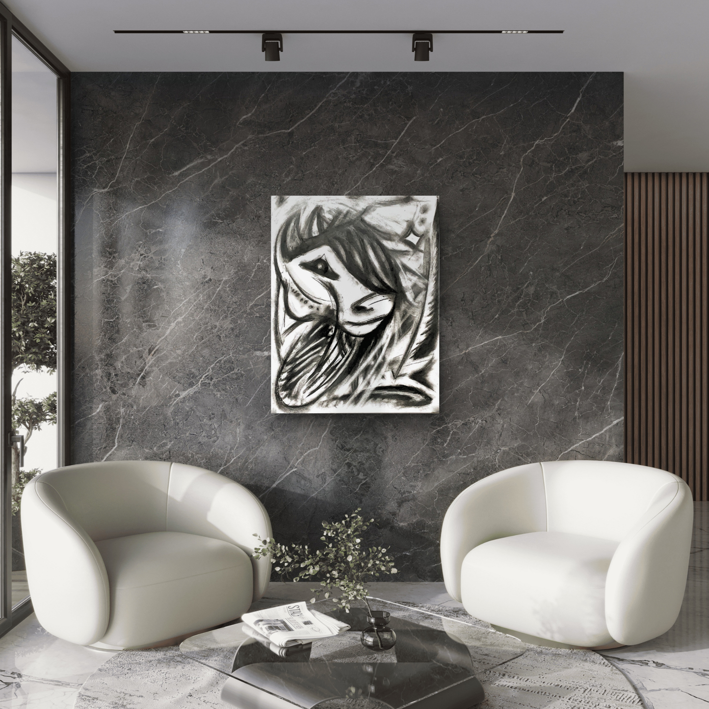 Abstract Charcoal Horse Canvas Print