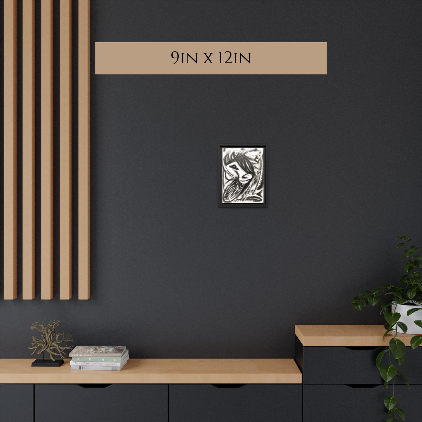 Abstract Charcoal Horse Framed Canvas Print