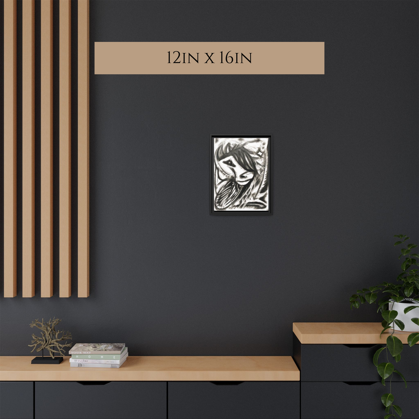 Abstract Charcoal Horse Framed Canvas Print