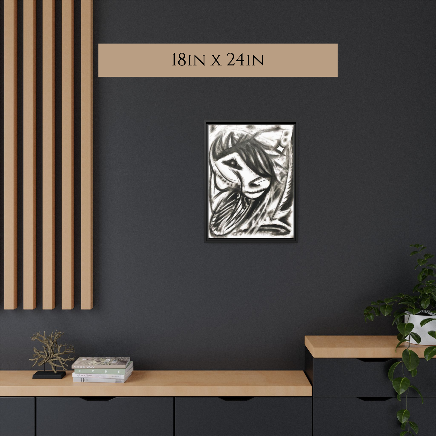 Abstract Charcoal Horse Framed Canvas Print