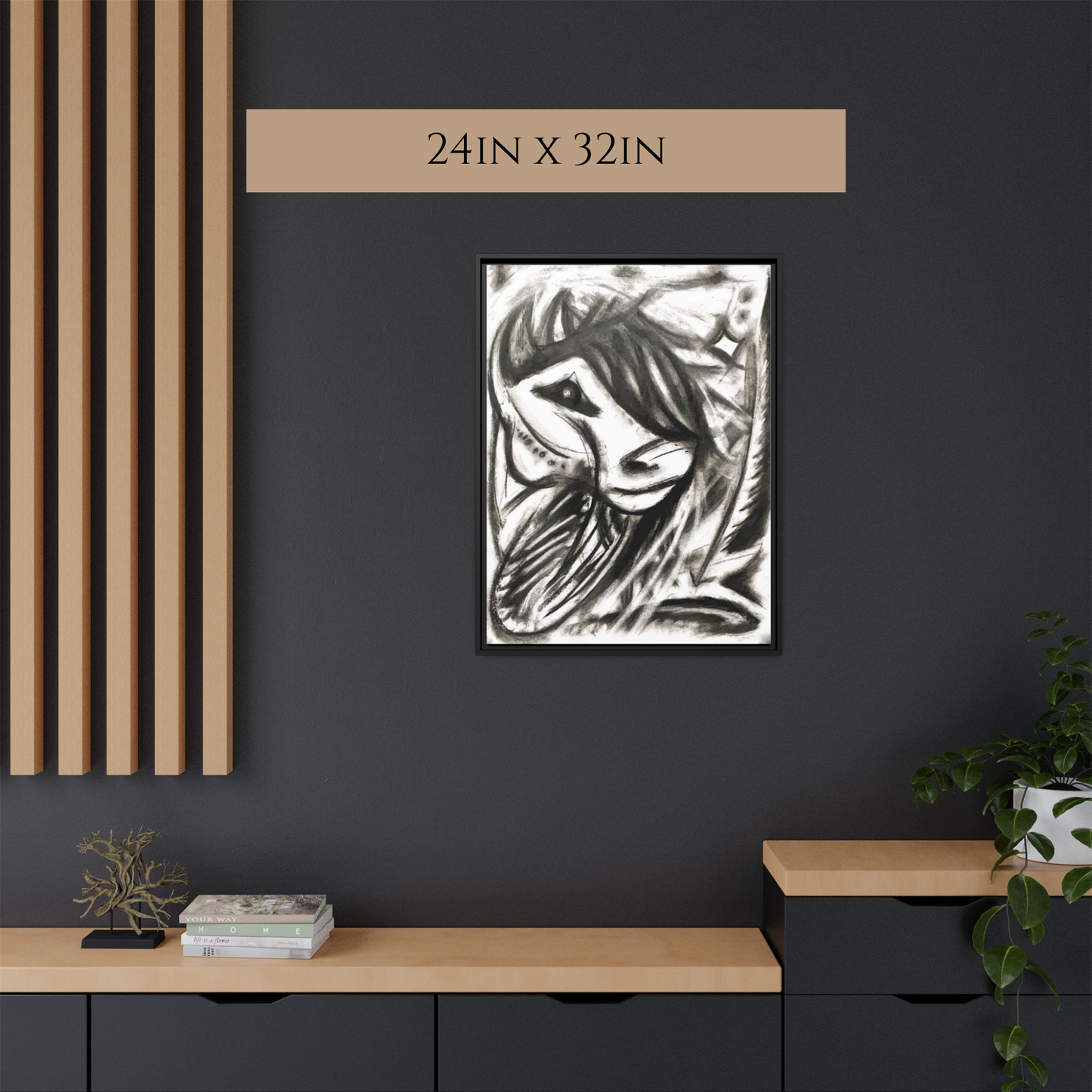 Abstract Charcoal Horse Framed Canvas Print