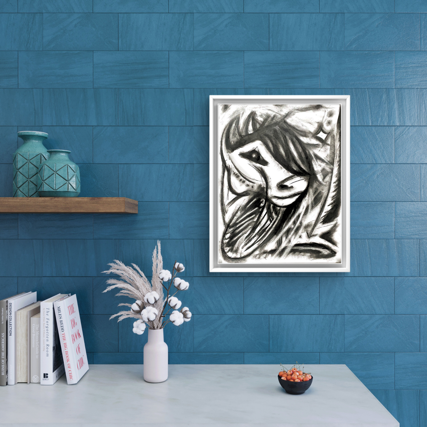 Abstract Charcoal Horse Framed Canvas Print