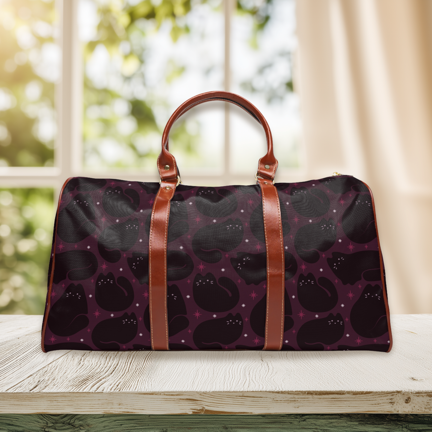 Retro Black Cat Gothic Romance Waterproof Travel Bag