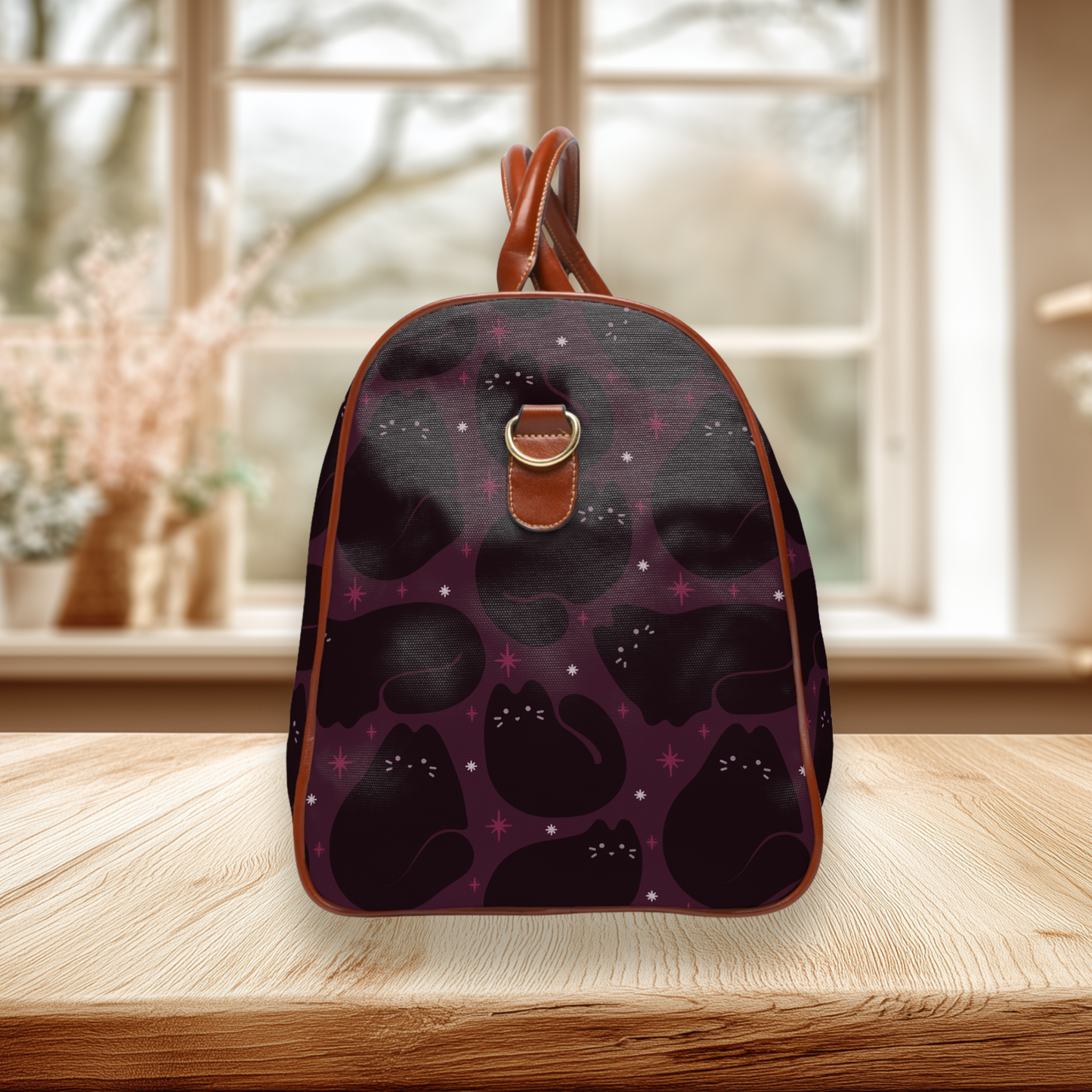 Retro Black Cat Gothic Romance Waterproof Travel Bag