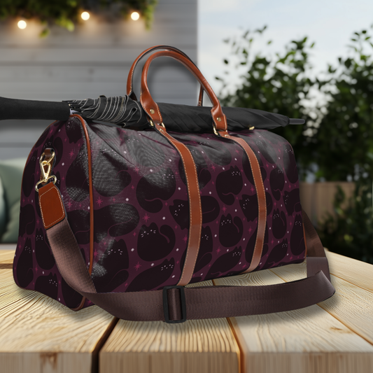 Retro Black Cat Gothic Romance Waterproof Travel Bag