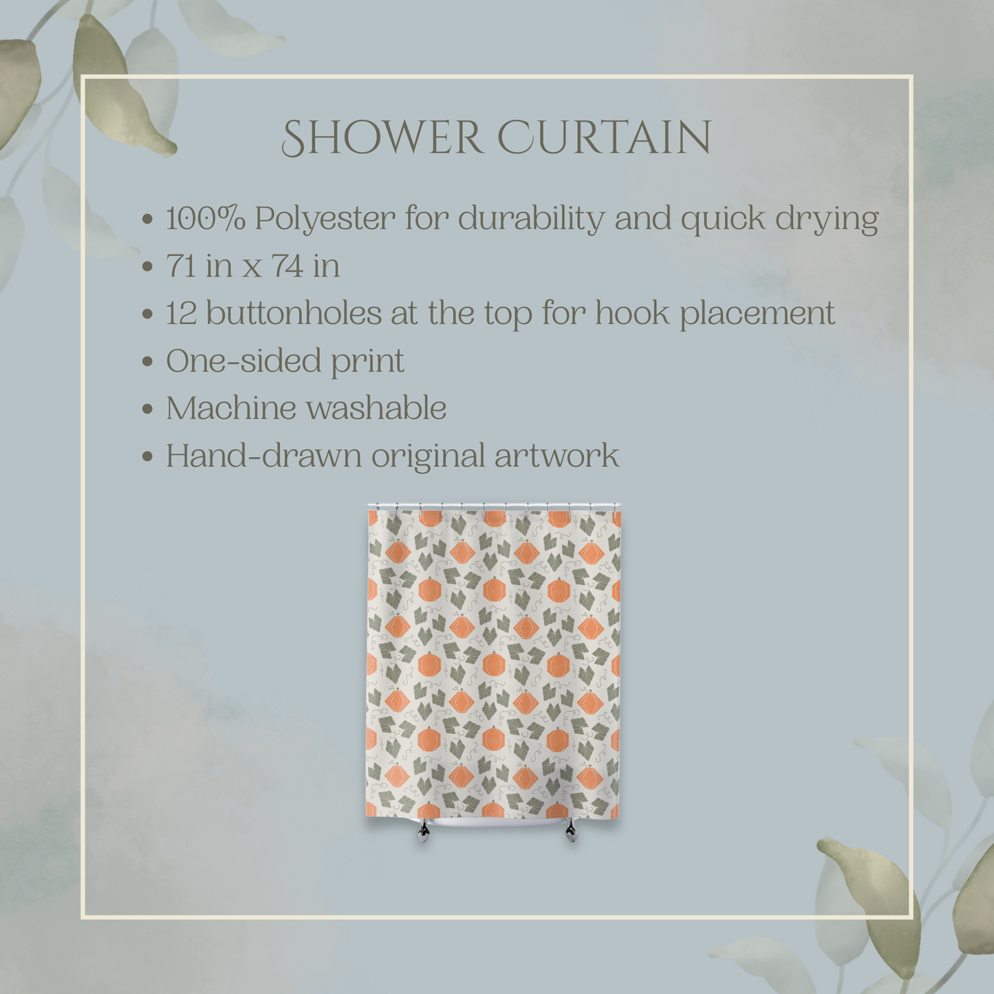 Boho Geometric Pumpkin Patch Shower Curtain