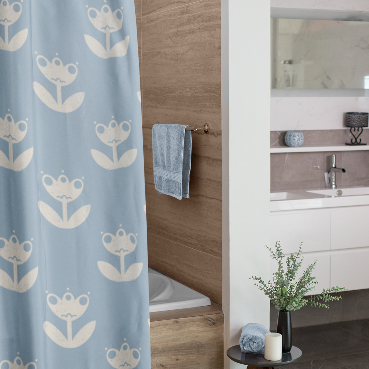 Large Scandinavian Tulips Shower Curtain
