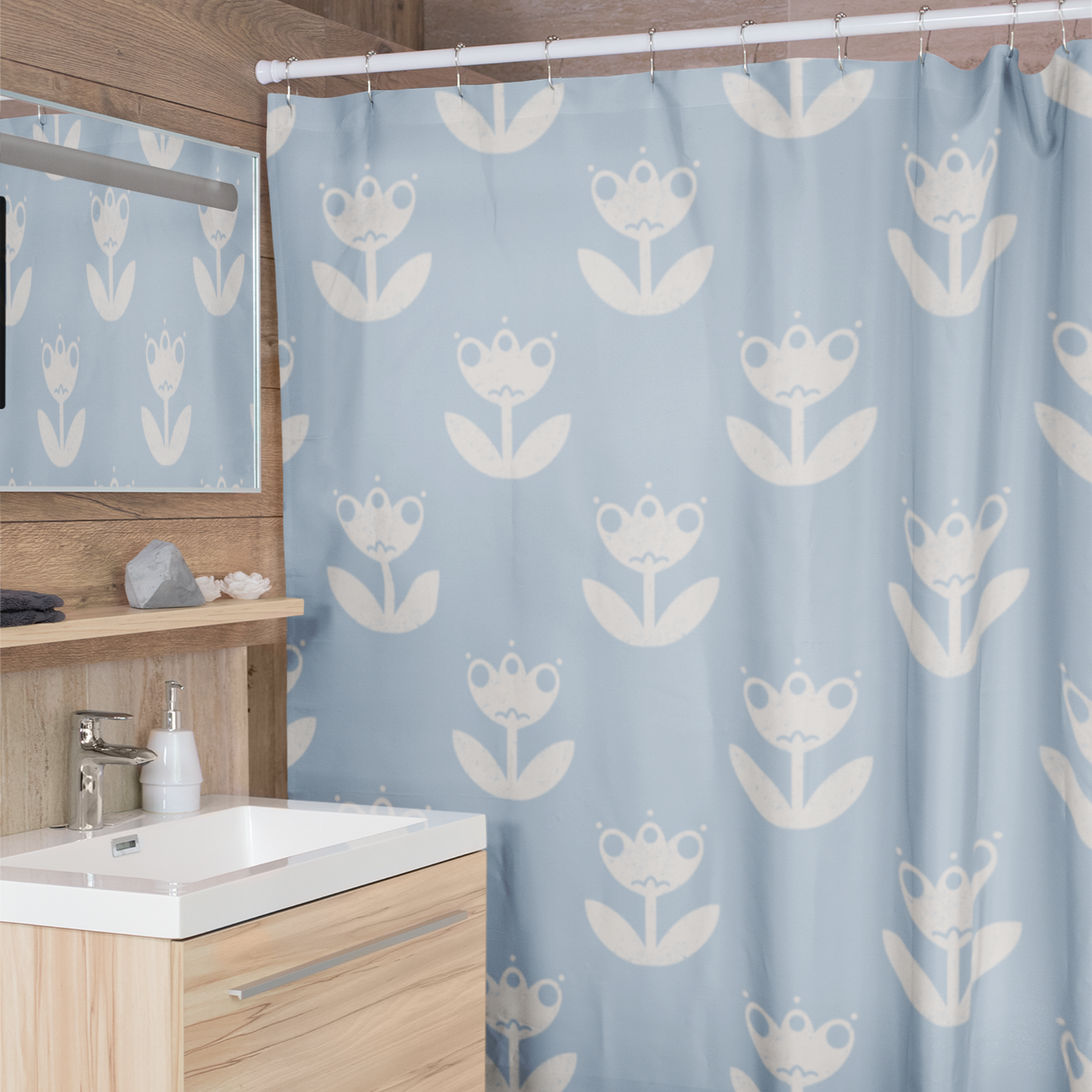 Large Scandinavian Tulips Shower Curtain