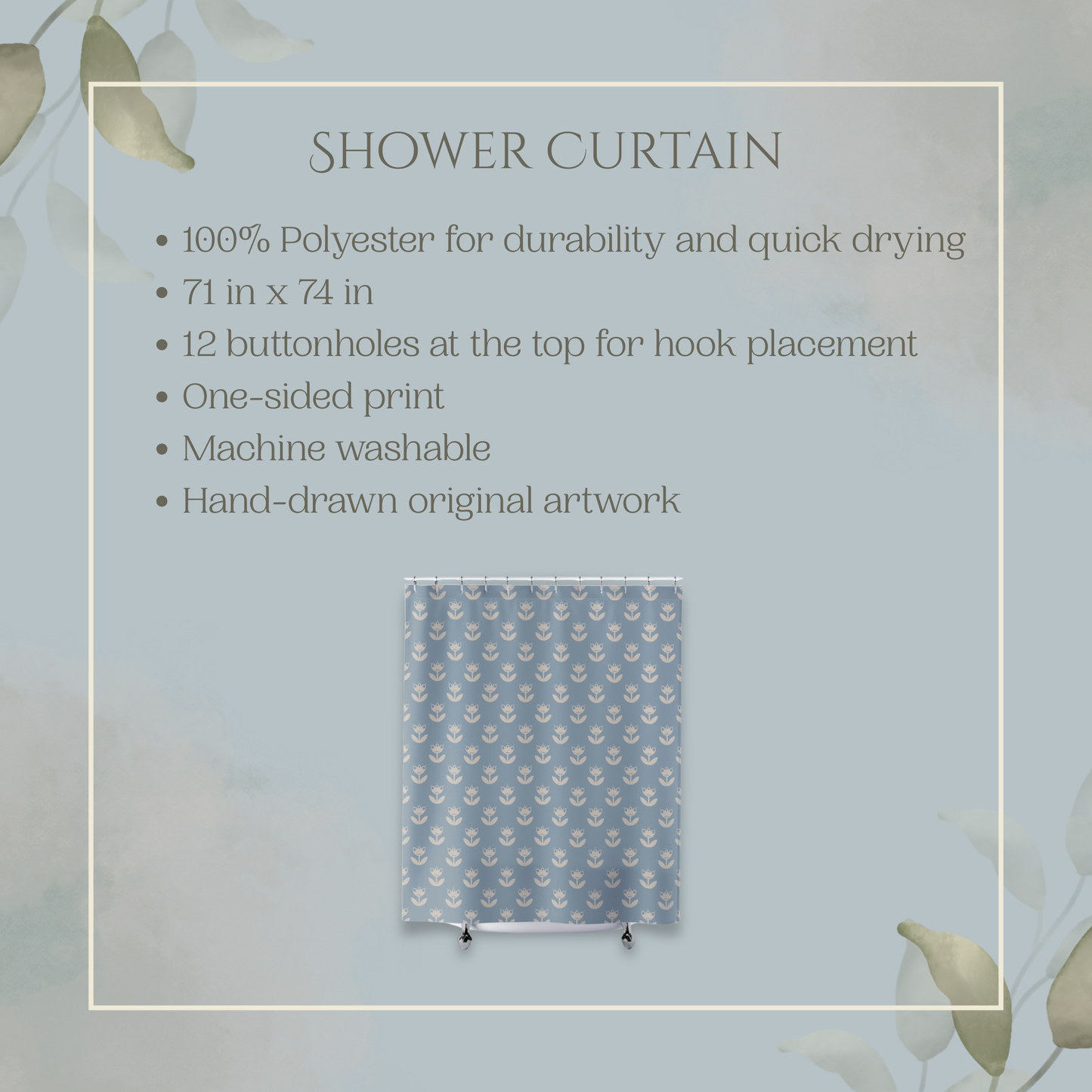 Small Scandinavian Tulips Shower Curtain