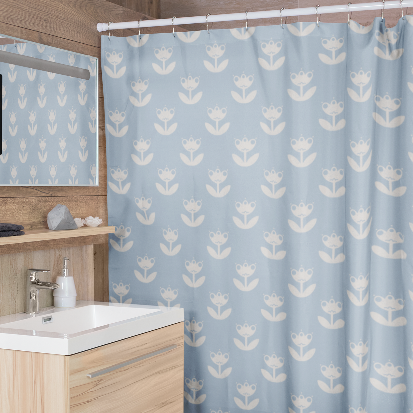 Small Scandinavian Tulips Shower Curtain