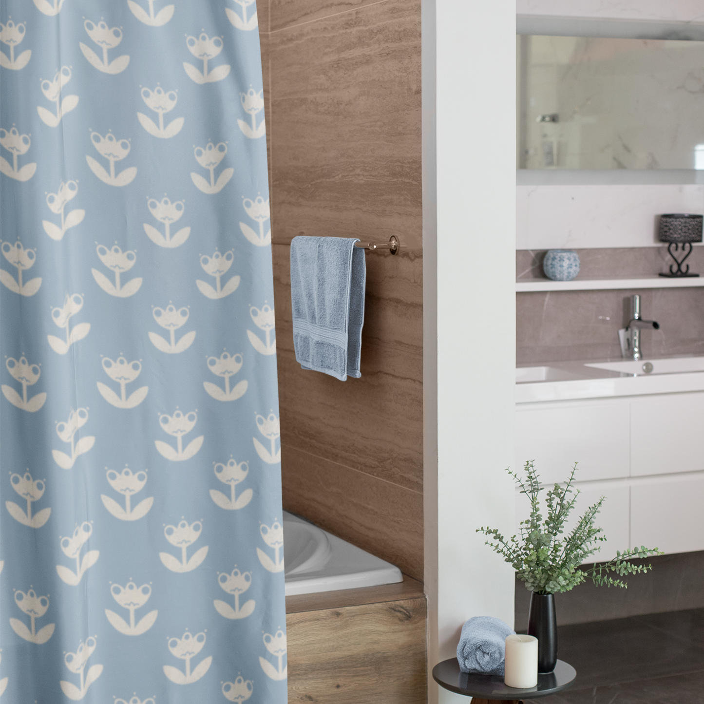 Small Scandinavian Tulips Shower Curtain