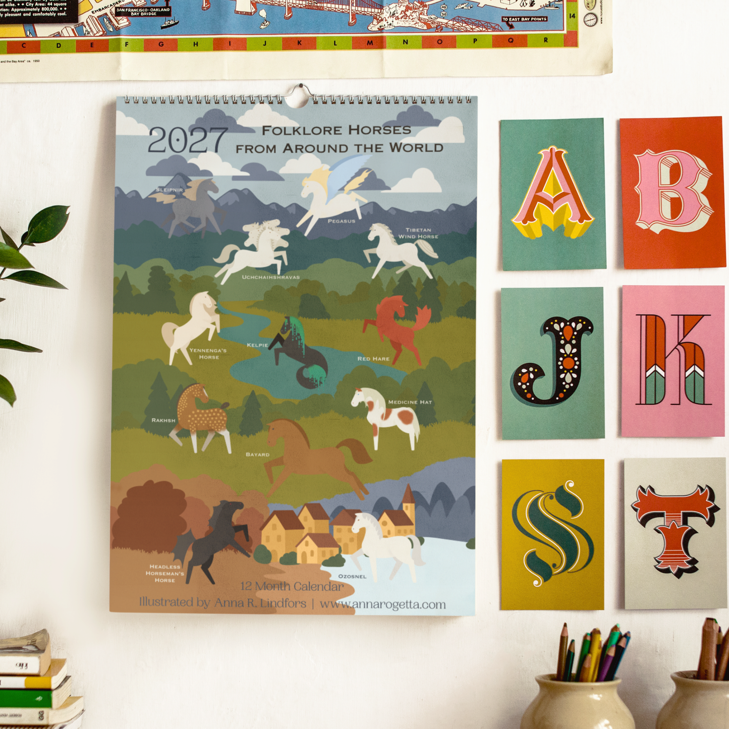 2027 Folklore Horses from Around the World Wall Calendar 11" x 16.5" | 12-month 2nd Edition